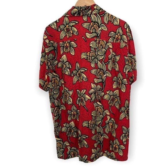 𝅺MAMBO • 90s Loud Shirts Red Hawaiian Floral Shirt - Picture 3 of 9